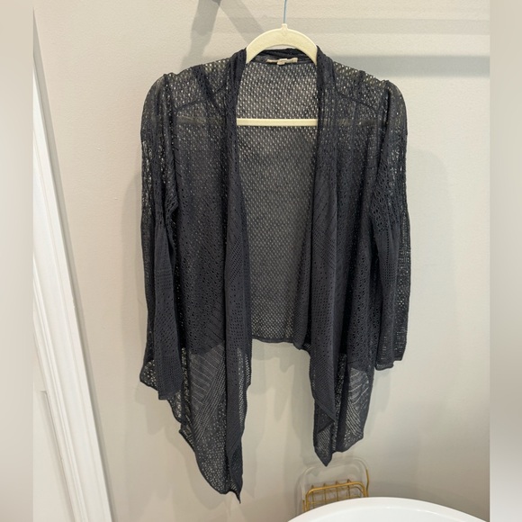 Eileen Fisher Sweaters - Eileen fisher crochet gray cascade waterfall cardigan
